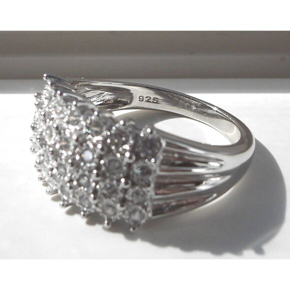 925 STERLING SILVER 4 Row Pave Cubic Zirconia Ring - Picture 9 of 13